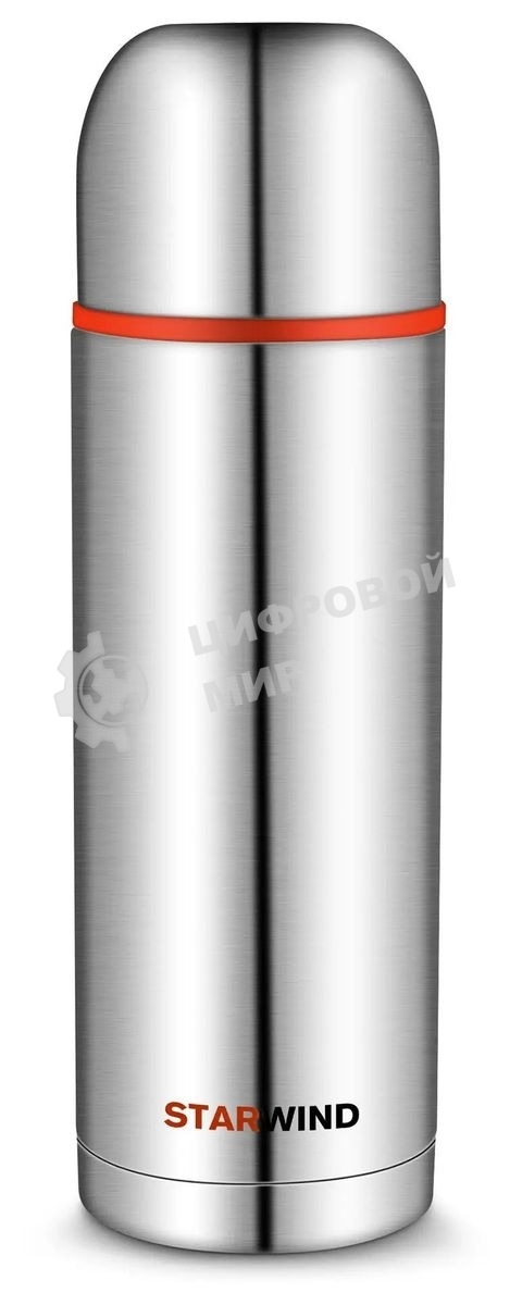 Термос Starwind 20-1000 1 л, серебристый/красный, картонная коробка
