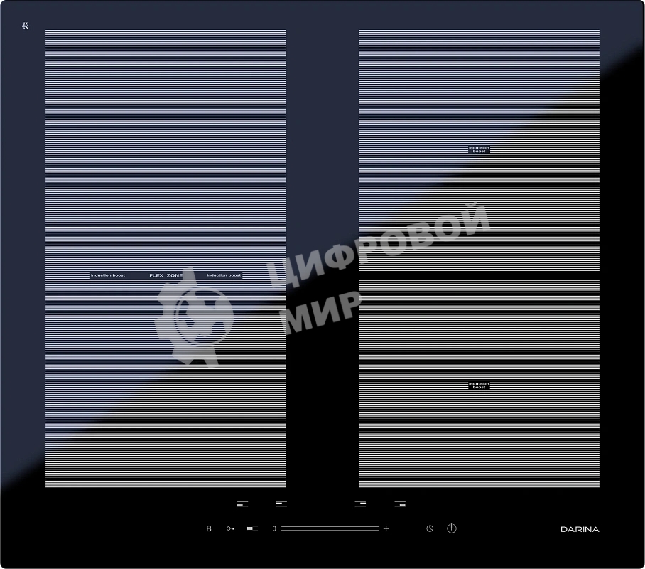 Индукционная варочная поверхность Darina 5Р9 ЕI304 B, 4 конфорки, с зоной расширения, стеклокерамика, 7400 Вт