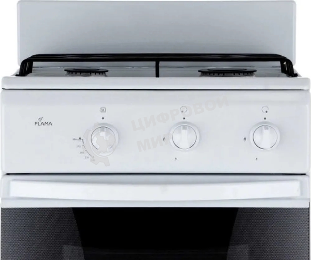 Плита газовая Flama CG 3202 W/B белый, конфорок 2 шт, духовка 30 л, 50 см x 85 см x 38 см