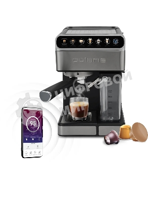 Кофеварка эспрессо Polaris PCM 1540 нержавеющая сталь, исп. кофе - молотый/капсулы, 1.8 л, 1400 Вт, 15 бар