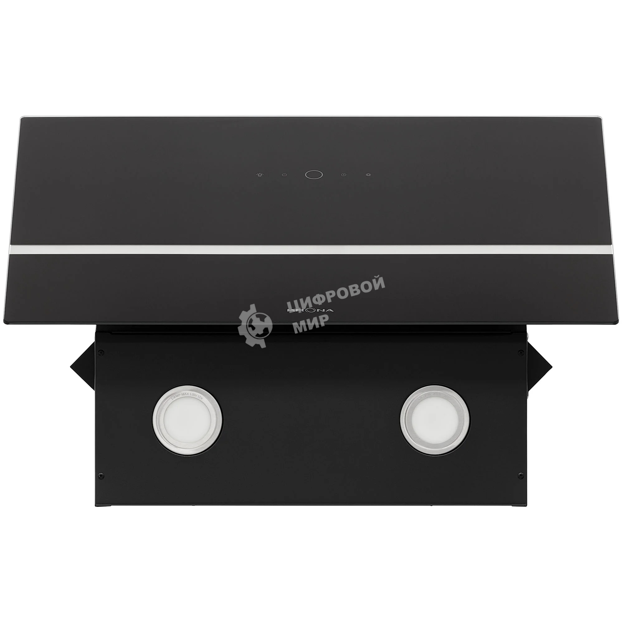 Вытяжка наклонная KRONA Bruna 600 S черный/серебристый, 59.5 см, 1300 куб. м/ч, 56 дБ