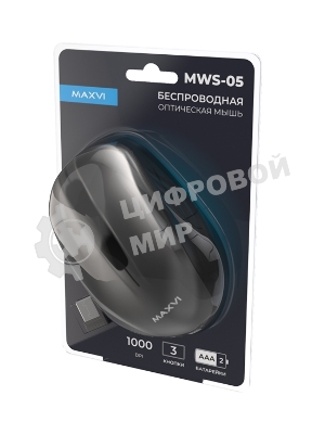 Мышь беспроводная Maxvi MWS-05 черный, 3 кнопки, 1000 dpi