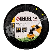 Леска для триммера Denzel звезда, 2,4мм х 260м, на DIN катушке FLEX CORD