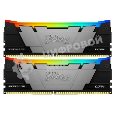 Оперативная память Kingston Fury Renegade, DDR4, 16Gb (2x8Gb), 3200MHz, CL16, DIMM, с радиаторами, RGB, черный