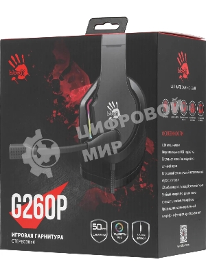 Гарнитура Bloody G260P чёрный, проводная, подсветка