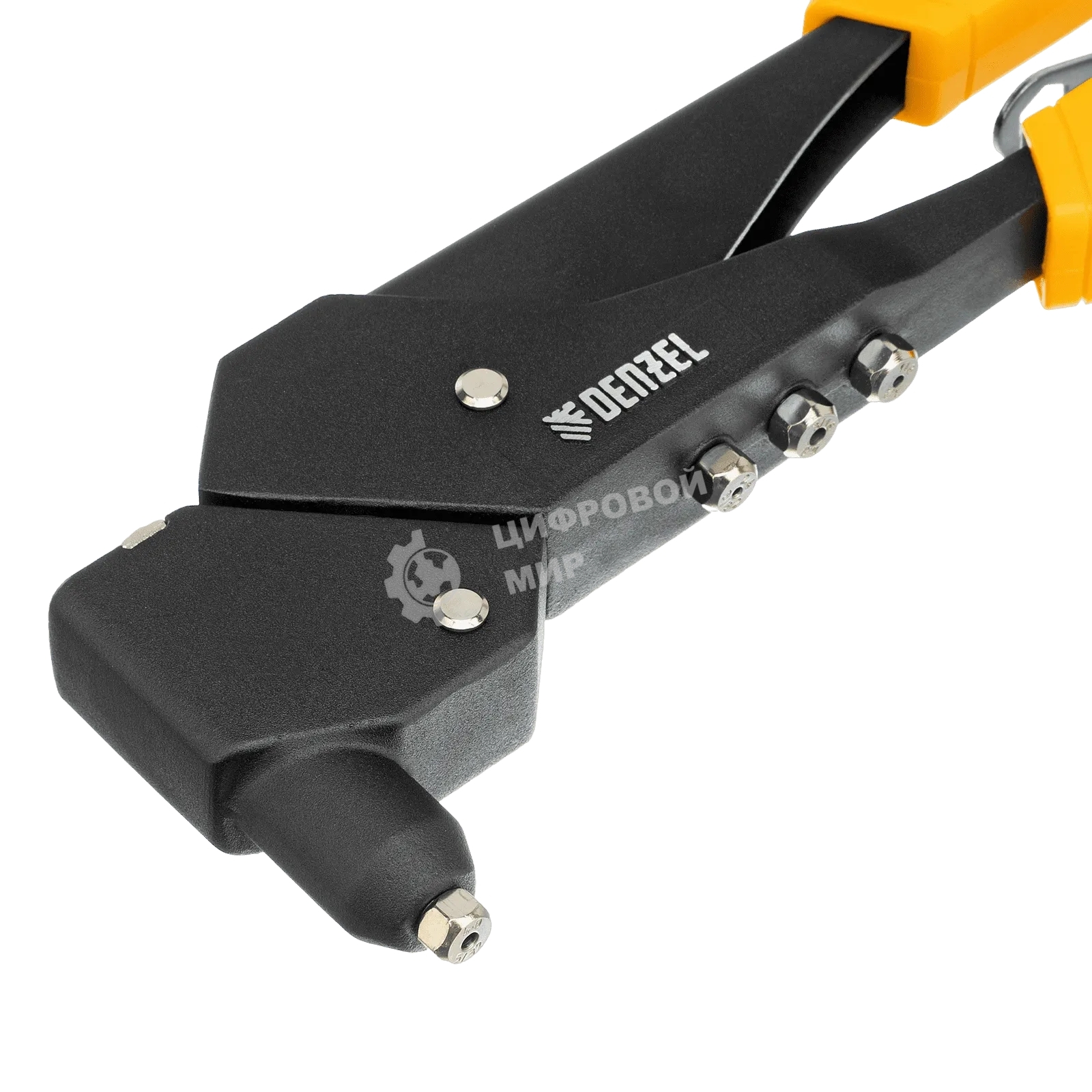 Заклепочник ручной Denzel 285 мм, поворотный, 0-360, заклепки 2,4-3,2-4,0-4,8 мм