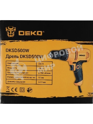 Дрель-шуруповерт Deko DKSD500W, 500 Вт, 28 Нм, щеточный