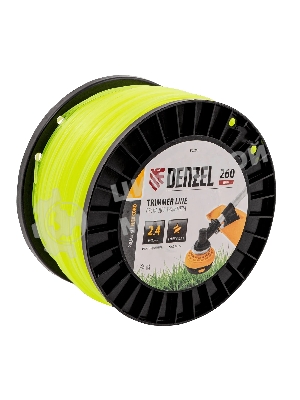 Леска для триммера Denzel звезда, 2,4мм х 260м, на DIN катушке FLEX CORD