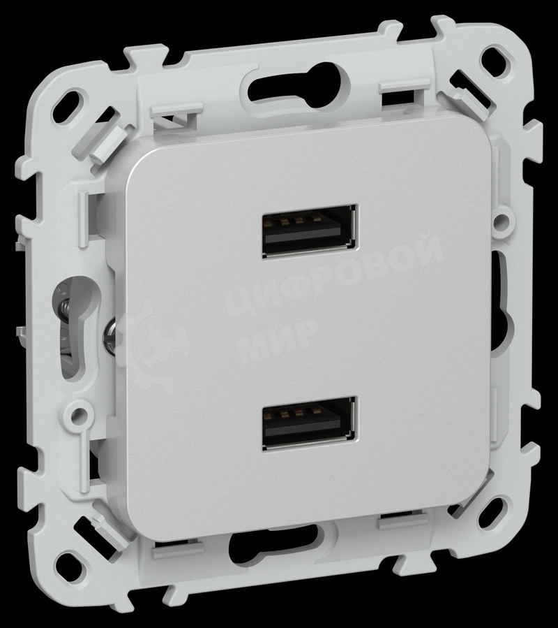 Розетка USB A+A 2,1А РЮ-2-ФлА алюминий FLITE