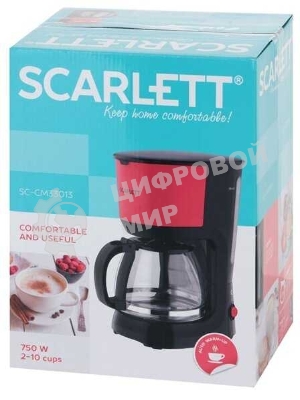 Кофеварка капельная Scarlett SC-CM33013 красный/черный, исп. кофе - молотый, 1.25 л, 750 Вт.