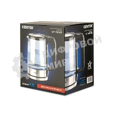 Электрочайник Centek CT-0032 прозрачный, 1.7 л, 2200 Вт, скрытый нагревательный элемент