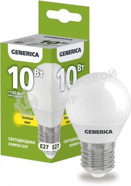 Лампа cветодиодная LED G45 IEK LL-G45-10-230-30-E27-G шар 10Вт 230В 3000К E27 GENERICA