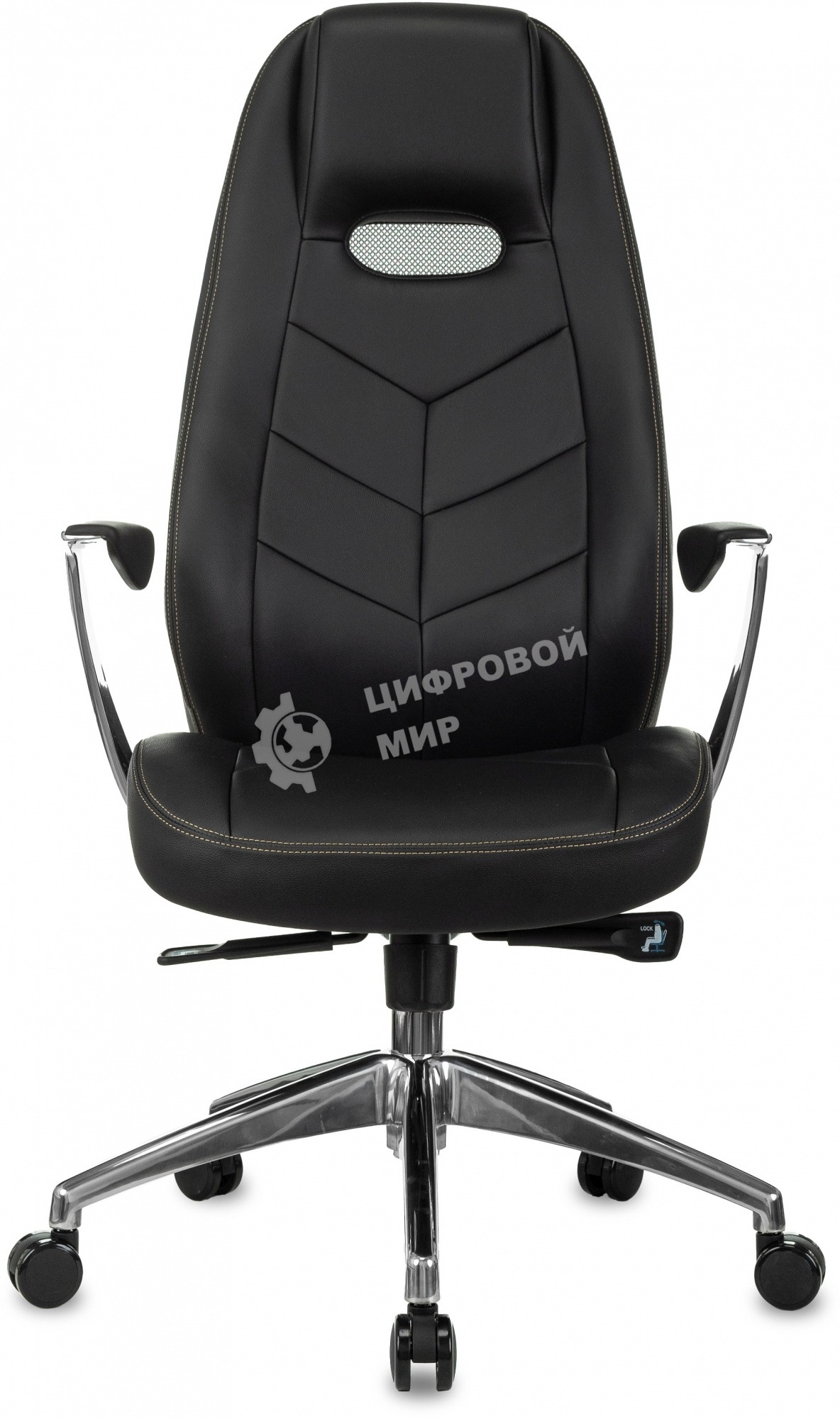 Кресло руководителя Бюрократ Zen/Black черный, кожа, крестовина полированный алюминий