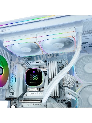 Система жидкостного охлаждения Thermalright Frozen Horizon 240 Digital (240мм, LED temp., White, ARGB/Fans: 2x120мм, 68.9CFM, 28.2dBA, 2000RPM/Pump height 53.2мм, Rad thickness 27мм/S: 1700, 1200, 1851, 115X, AM5, AM4)