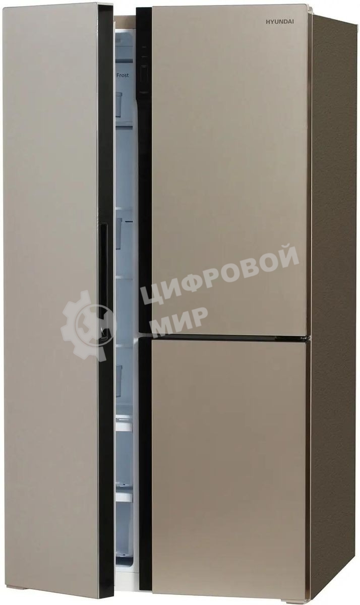 Холодильник Hyundai CS6073FV шампань трехкамерный 329/223л морозилка сбоку, No Frost, Side by Side