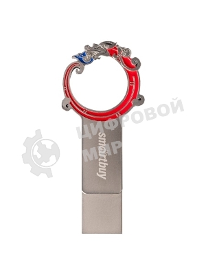 Флешка USB SmartBuy Metal Snake Dual (SB32GB3MSN), 32Gb, USB 3.0/3.1, R/W 75/30, серебристый/красный