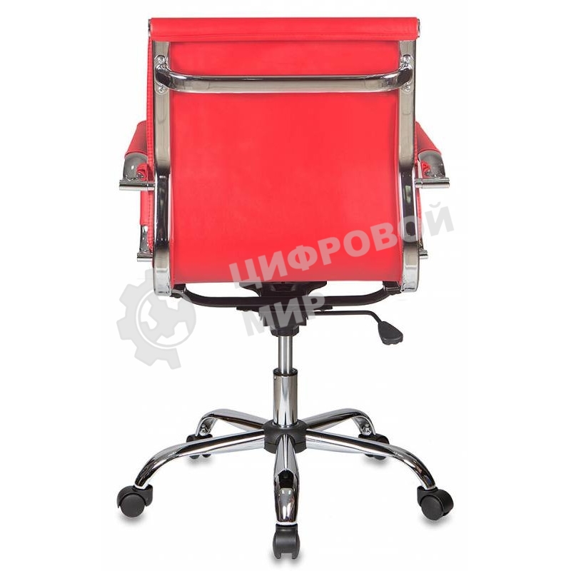 Кресло руководителя Бюрократ CH-993-Low/Red красный, низкая спинка, искусственная кожа, крестовина хромированная