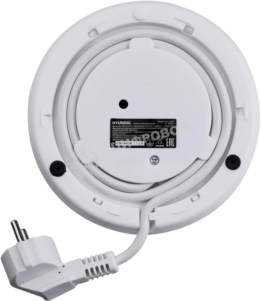 Чайник электрический Hyundai HYK-G8880 2 л, 2200 Вт, серый/серебристый корпус: стекло