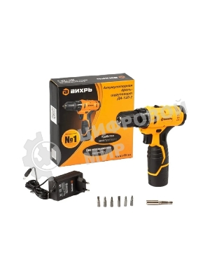 Дрель-шуруповерт Вихрь ДА-12Л-2, 12 В, 2 Ач, 30 Нм, щеточный