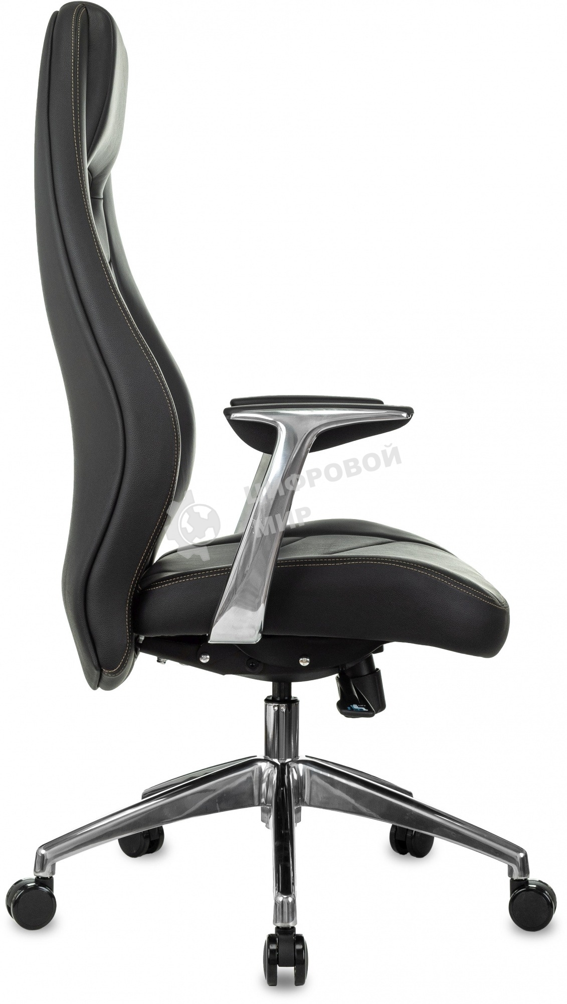 Кресло руководителя Бюрократ Zen/Black черный, кожа, крестовина полированный алюминий