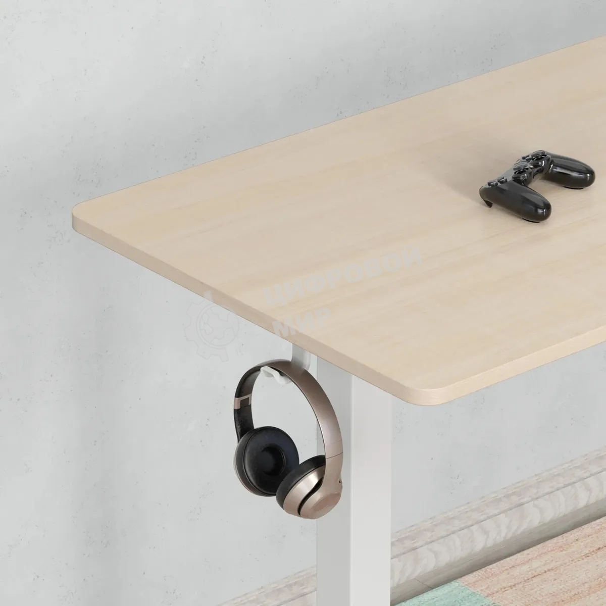 Стол компьютерный Cactus угловой подъемный столешница МДФ, белый дуб каркас белый 140x72x60 см (CS-EDXL-WWD)