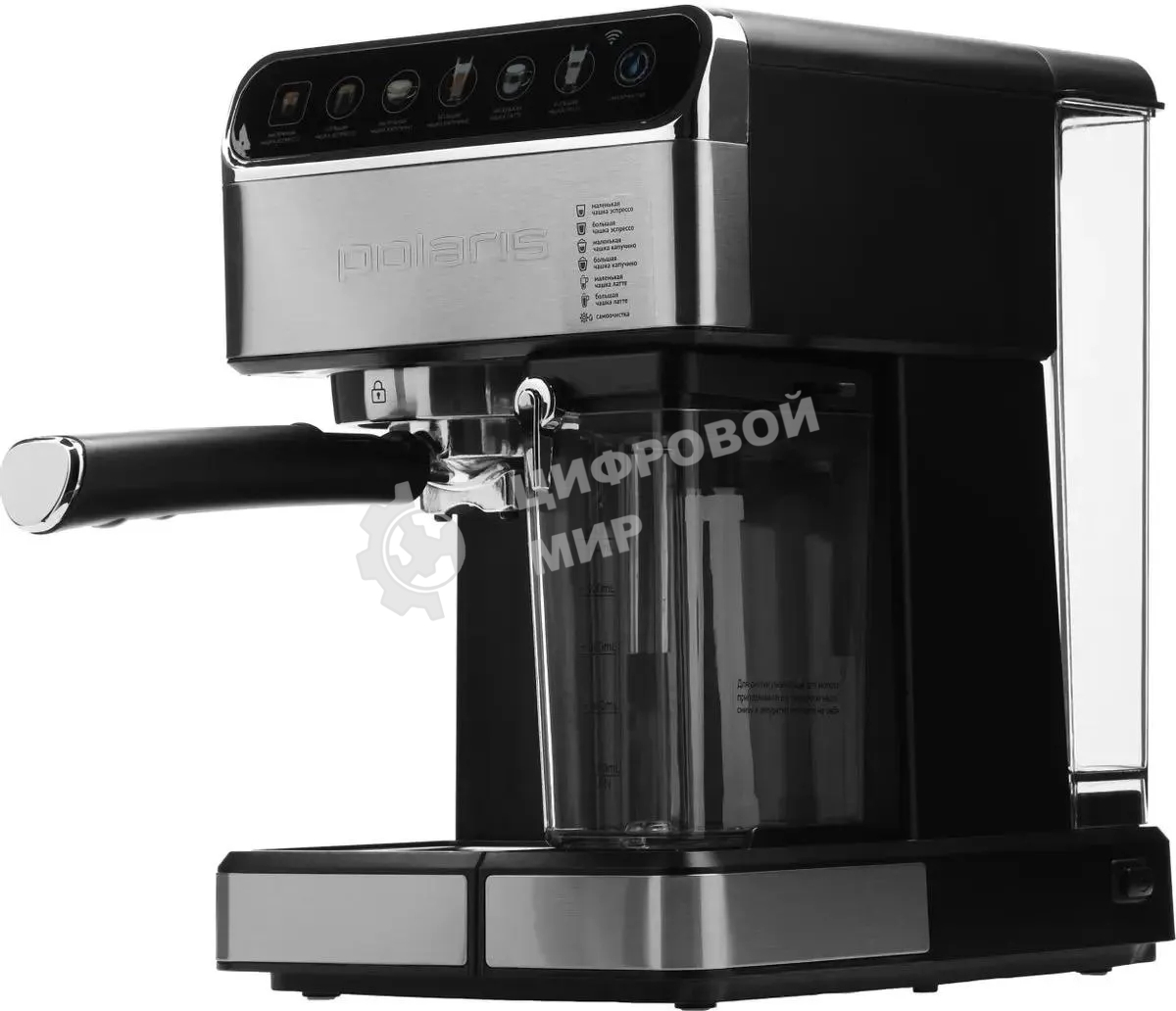 Кофеварка эспрессо Polaris PCM 1540 нержавеющая сталь, исп. кофе - молотый/капсулы, 1.8 л, 1400 Вт, 15 бар