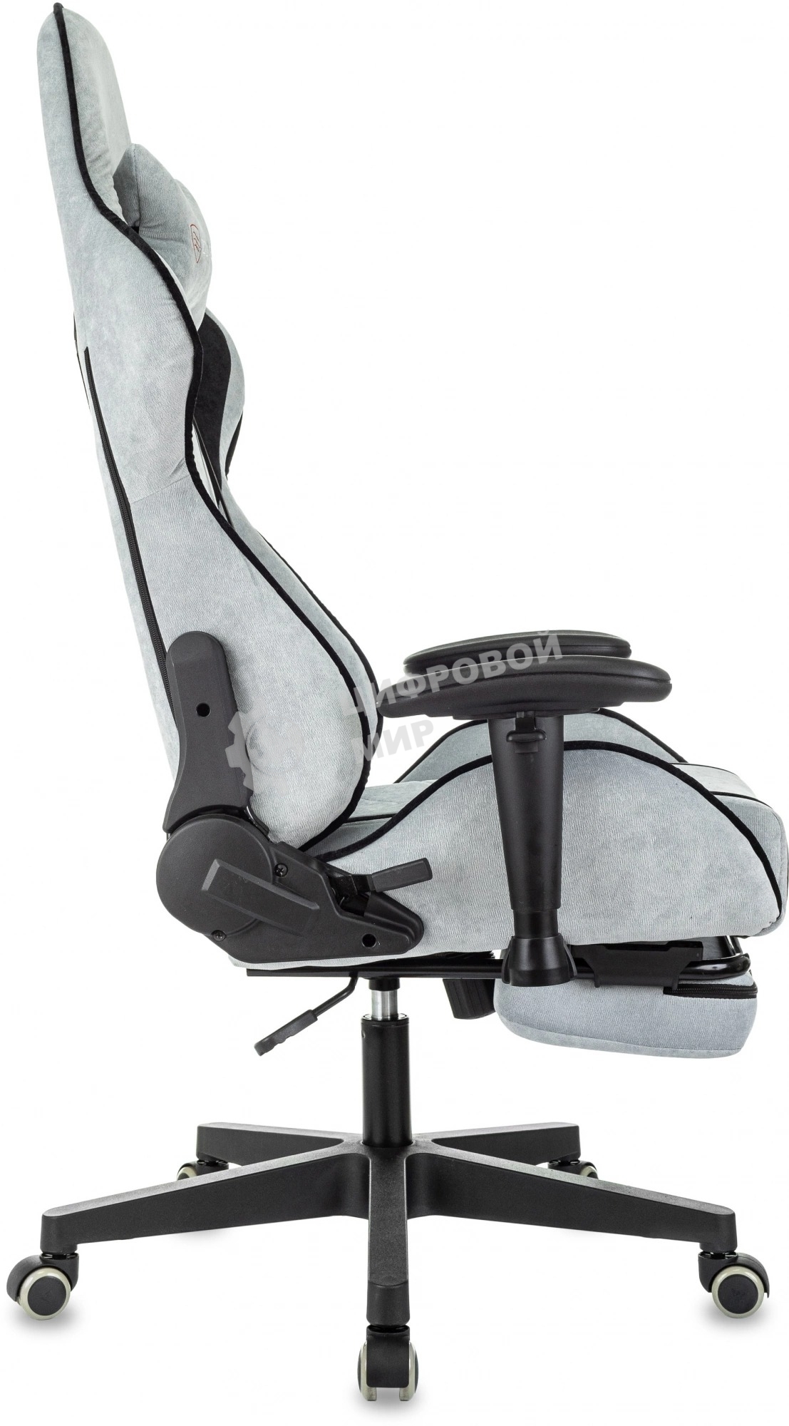 Кресло игровое Zombie Drift/F серо-голубой/черный, крестов. пластик, подст. для ног