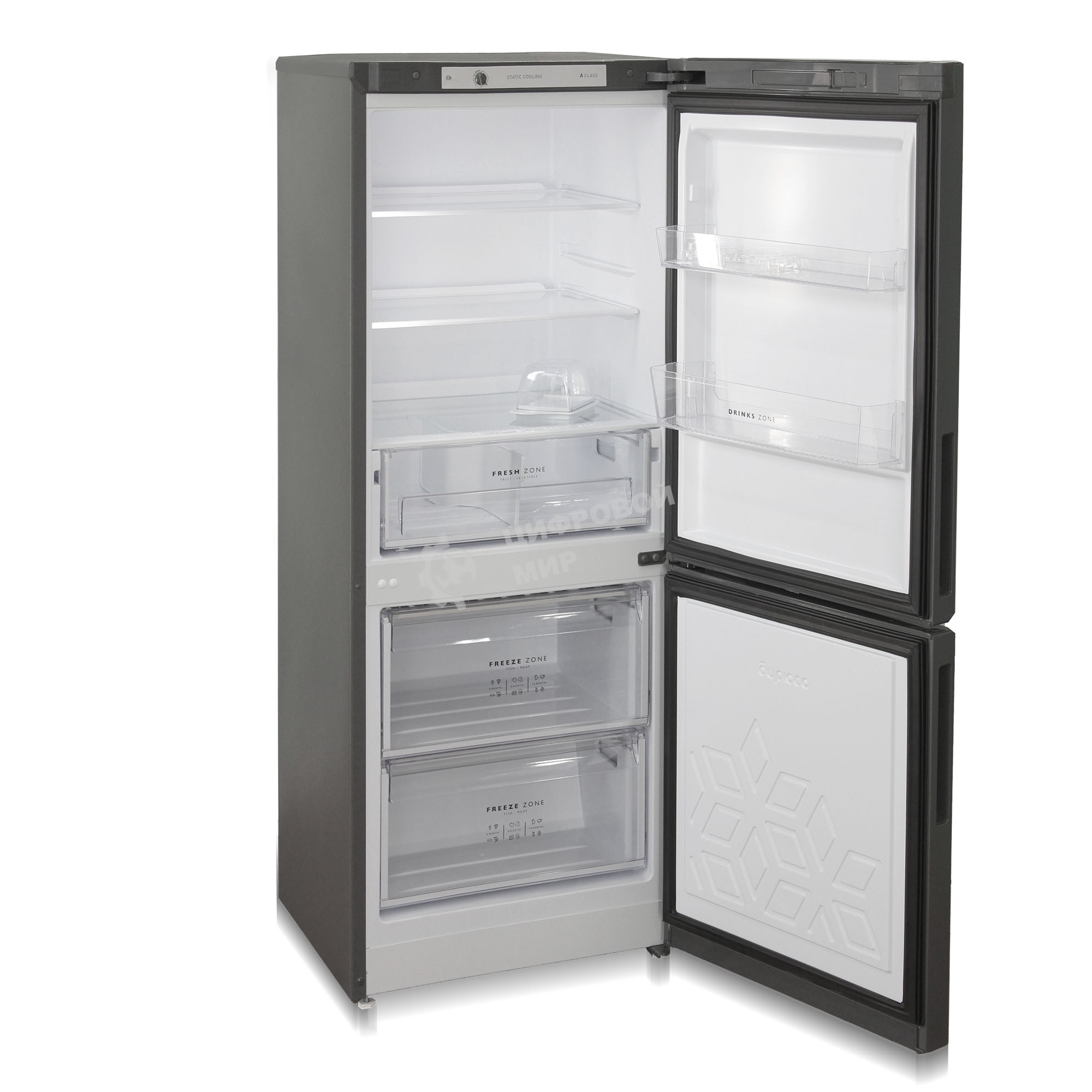 Холодильник Бирюса W6141 графит двухкамерный 165/60л морозилка снизу