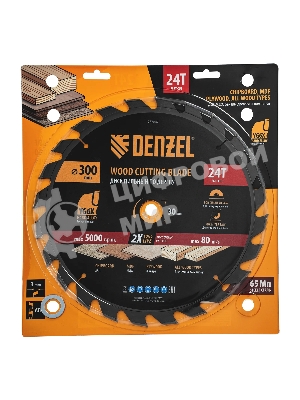 Пильный диск по дереву Denzel ф300 х 30 мм, 24 зубьев