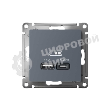 Розетка SE AtlasDesign USB A + тип-C 45W высокоскор. заряд. QC, PD, мех. грифель