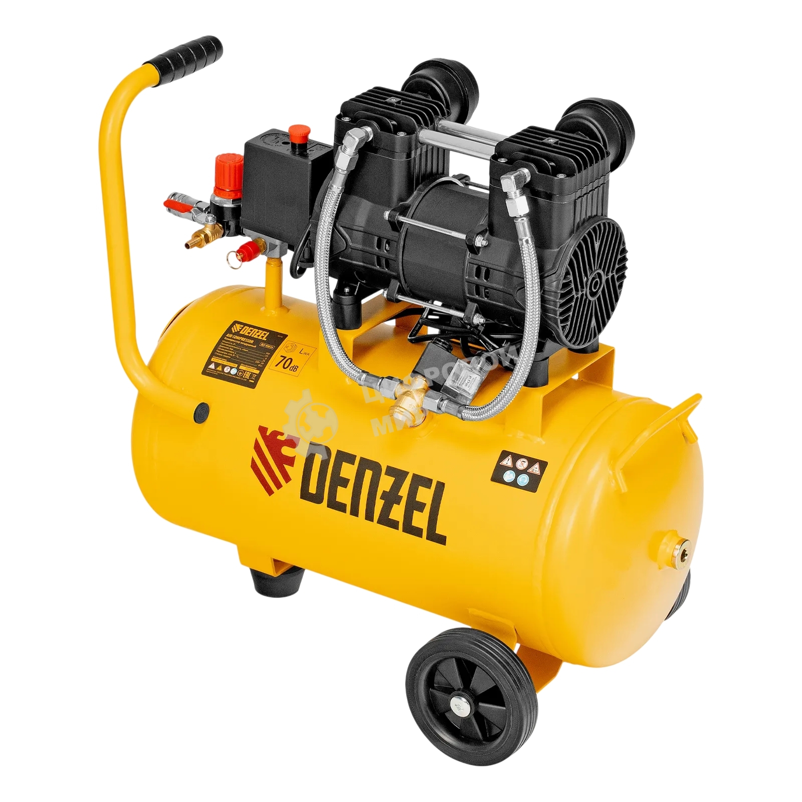 Компрессор безмасл. малошумный Denzel DLP-950/24, 950 Вт, 24 л, 2850 об/мин, 170 л/мин