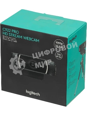 Веб-камера Logitech C922 Pro Stream 1920x1080, 30 кадр/с, USB Type-A, микрофон (2 шт, шумоподавление), автоматическая фокусировка, автоосвещение, универсальное крепление