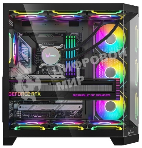 Компьютерный корпус Formula V Line Crystal Z6 Black, ATX, Left & Front & Bevel side Tempered Glass, TYPE-C*1, USB3.0*2