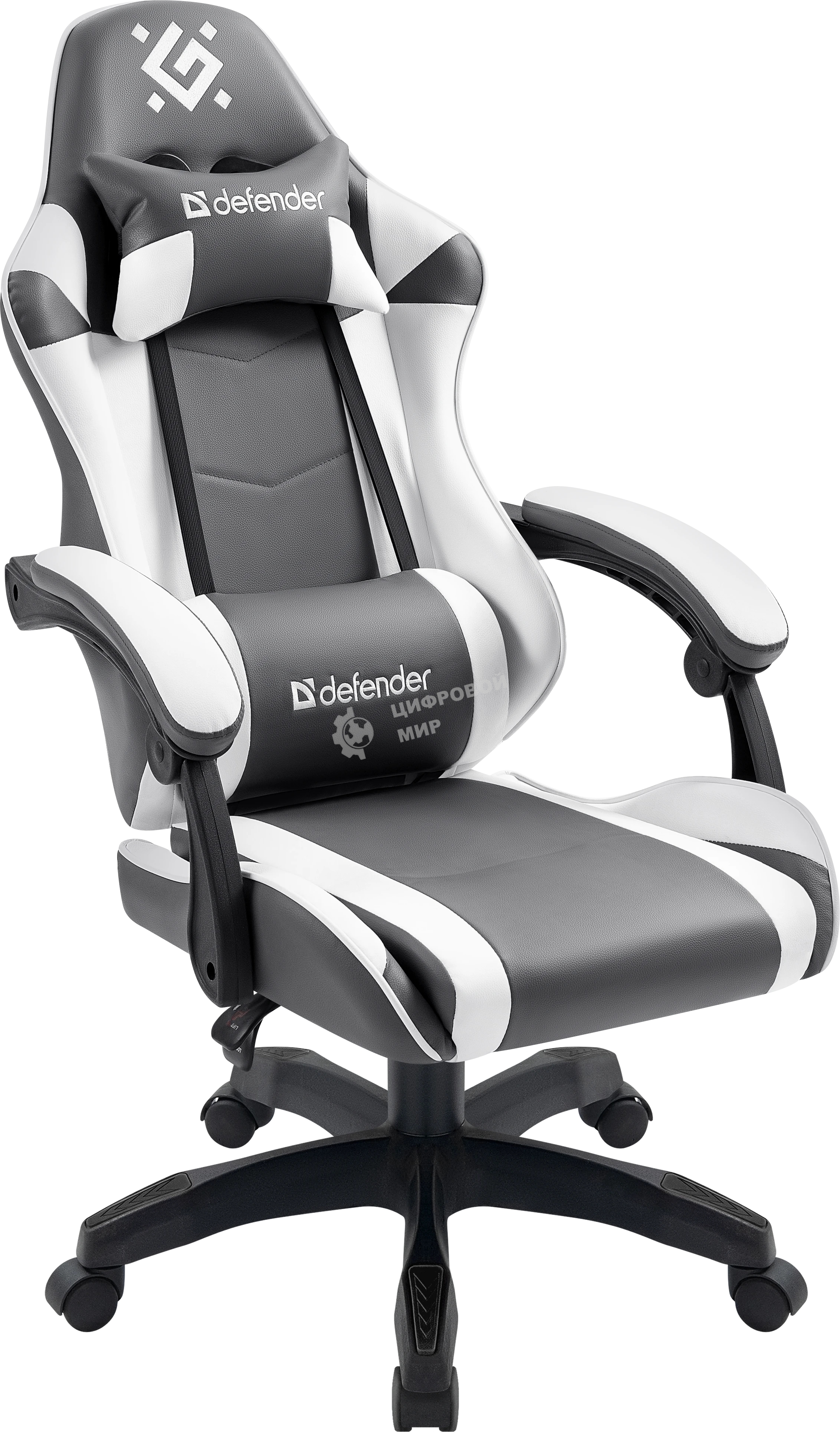 Кресло Defender Fortune серый, экокожа, 120 кг