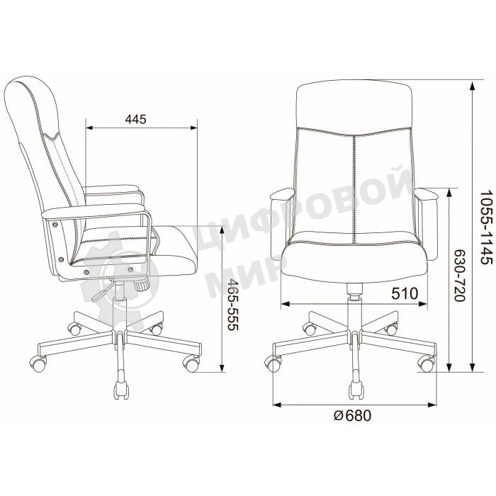 Кресло руководителя Бюрократ DOMINUS-BR коричневый/черный, искусственная кожа, крестовина металл