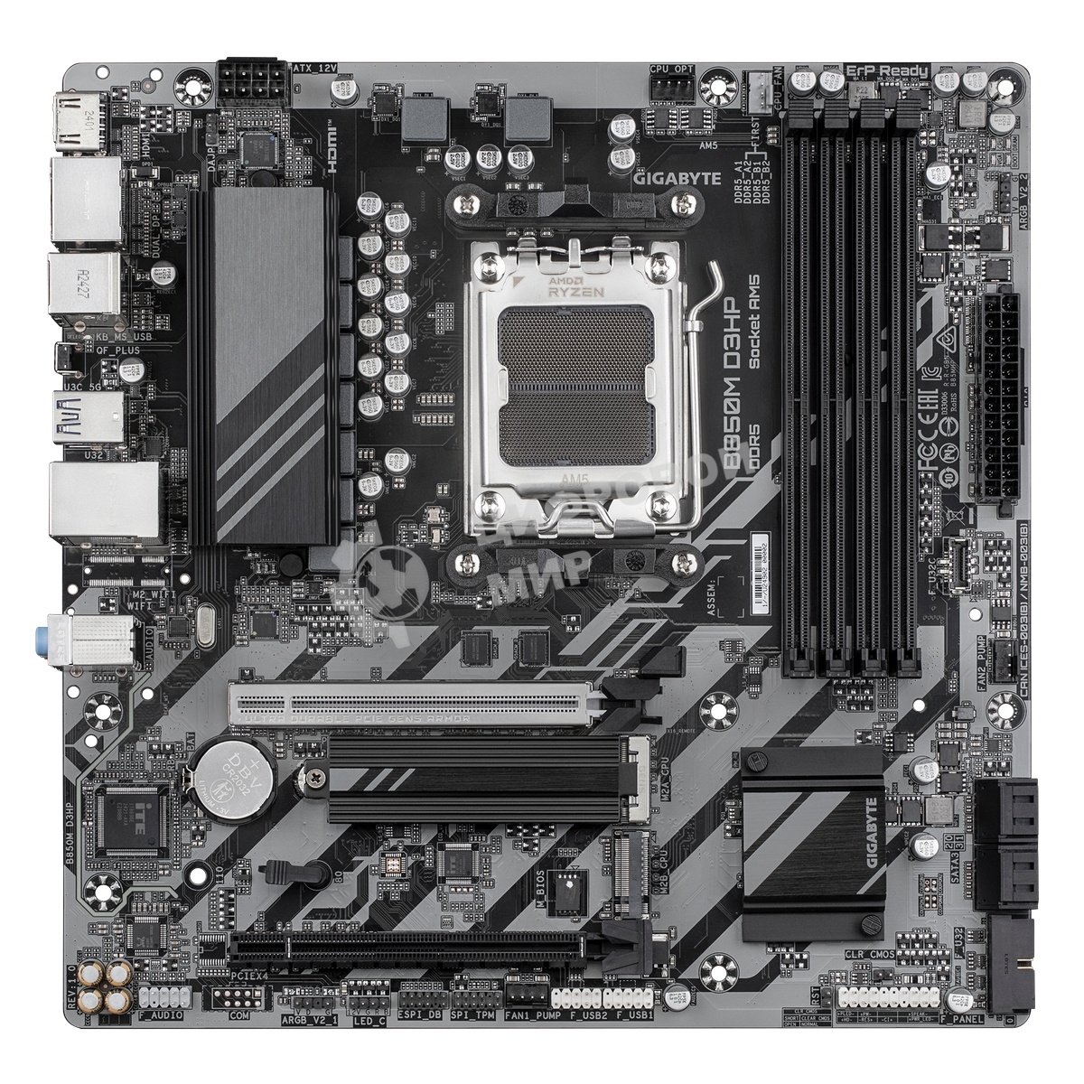 Материнская плата Gigabyte B850M D3HP, AM5, AMD B850, 4xDDR5, 4xSATA, 2xM.2, 1xPCIe 5.0 x16, 1xPCIe 3.0 x4, 1xHDMI, 2xDP, 1x 1Gb LAN, 3xUSB-A 3.2 Gen 1, 2xUSB-A 2.0, 1xUSB-C 3.2 Gen 1, 3x3.5 мм, 7.1, mATX