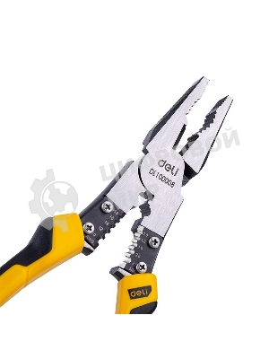Комбинированные плоскогубцы многофункциональные Deli DL100008 215мм, (скручивание/зажим/резка/зачистка/обжим), сталь Cr-V, двухкомпонентная рукоять