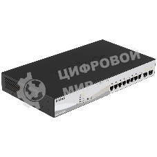Коммутатор D-Link DGS-1210-10MP/FL2A, 8×1 Гбит/с PoE + 2×1 Гбит/с SFP, настраиваемый