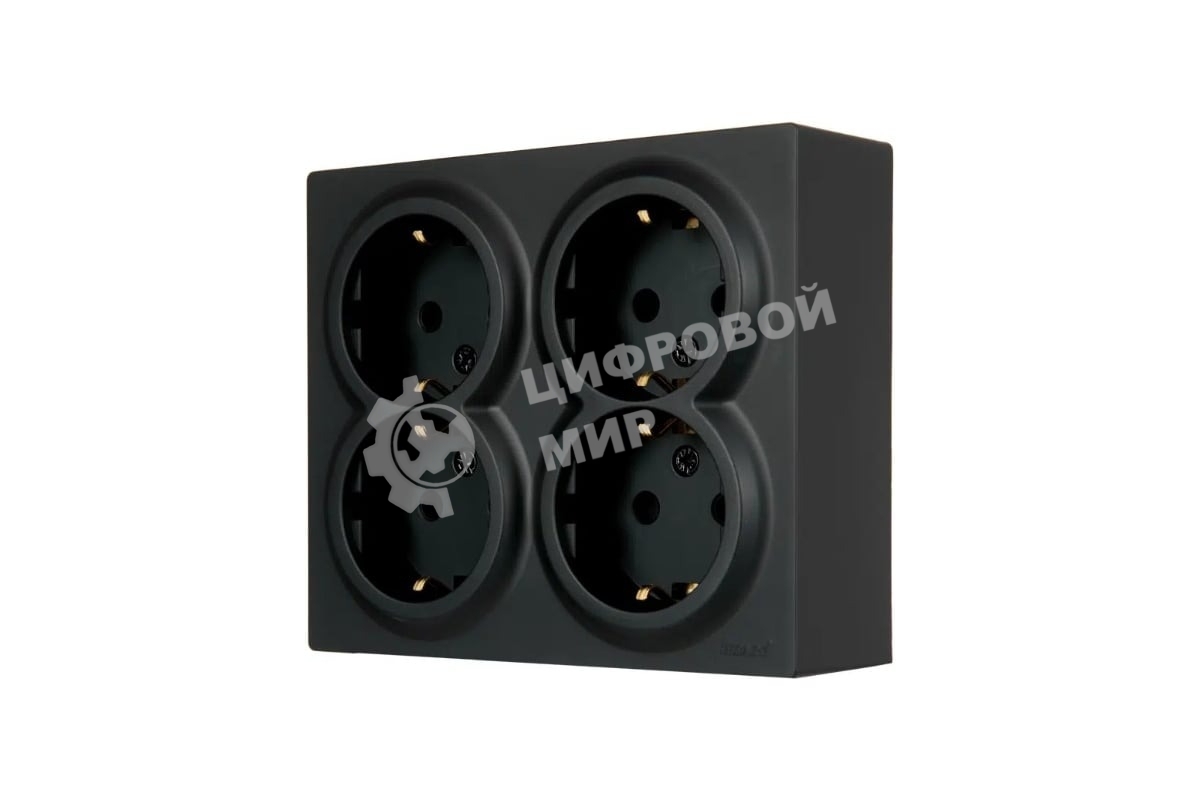 Розетка 4-мест. с заземл. LEZARD LETO 752-4200-127BDP закрытый корпус ПБТ черный бархат