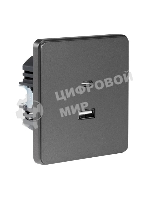 Розетка Kranz ROUND USB-A+Type-C 3А с функцией быстрой зарядки титан