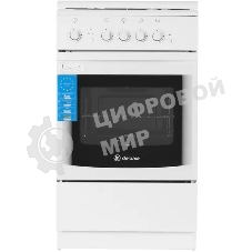 Плита Газовая De Luxe 506040.14г (кр) ЧР белый (стеклянная крышка) реш.чугун