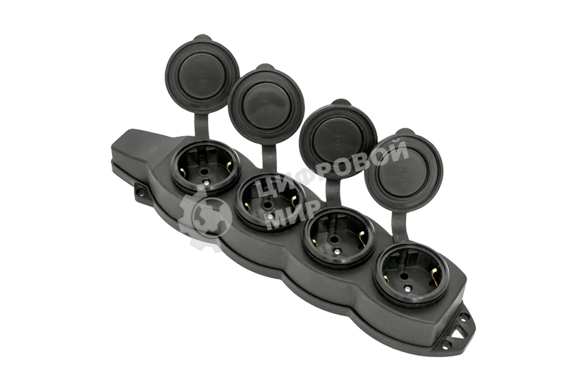 Розетка EKF RPS-020-16-230-44 PROxima четырехместная с защитными крышками каучуковая 230В 2P+PE 16A IP44