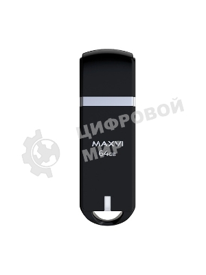 Флешка USB R/W Maxvi P3 64Gb USB 2.0 black, монолит с колпачком, ABS пластик