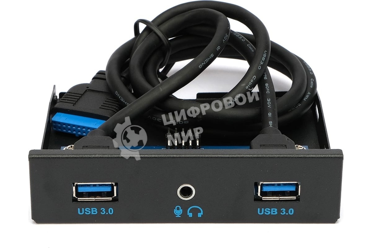 Планка на переднюю панель Gembird FP3.5-USB3-2A-HDA, USB, 2xUSB-A 3.0 + 1xJack 3.5мм, 3.5