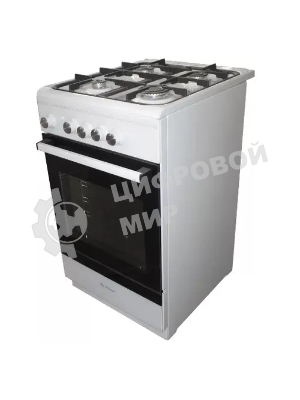 Плита газовая De Luxe 506040.24Г ЧР белый, конфорок 4 шт, духовка 54 л, 50 см x 85 см x 60 см