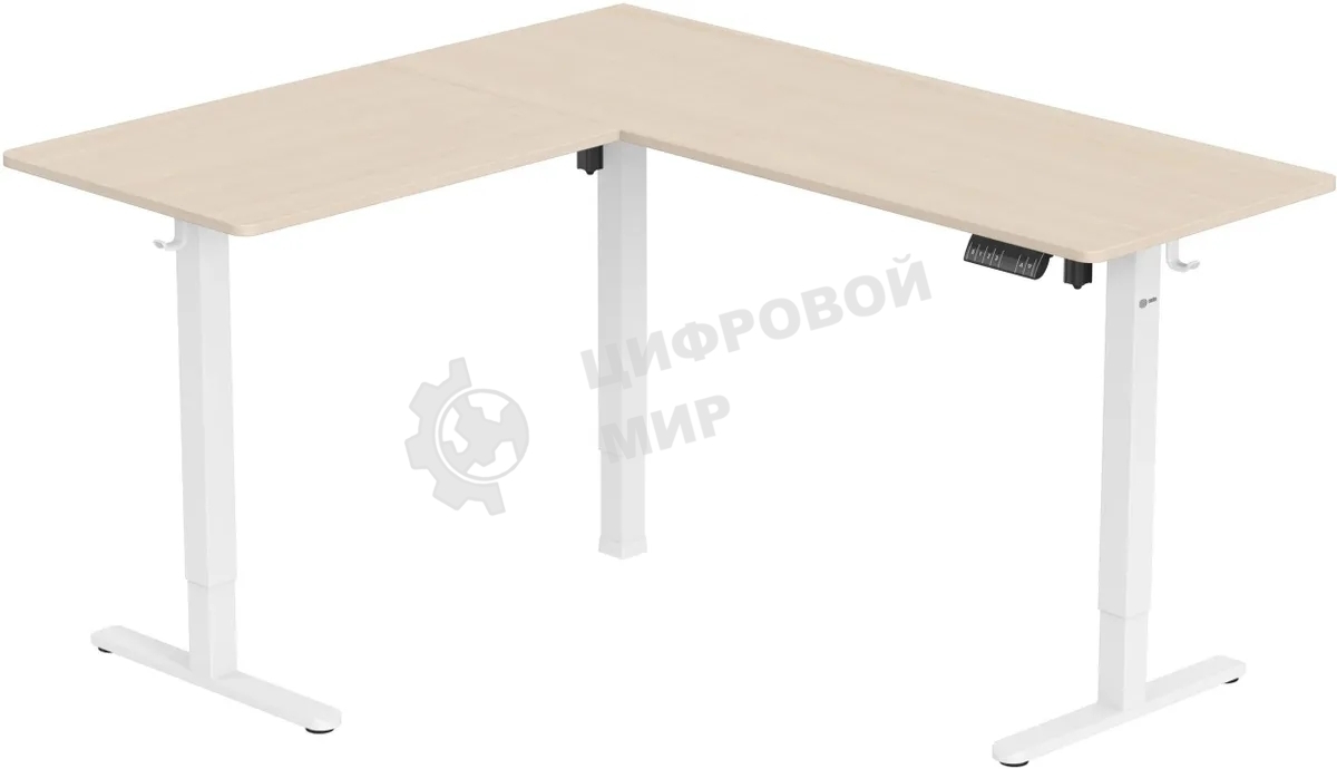 Стол компьютерный Cactus угловой подъемный столешница МДФ, белый дуб каркас белый 140x72x60 см (CS-EDXL-WWD)