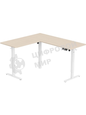 Стол компьютерный Cactus угловой подъемный столешница МДФ, белый дуб каркас белый 140x72x60 см (CS-EDXL-WWD)