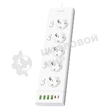 Сетевой фильтр QUMO Power Bar Light SPFSU2 (P-0009), 5 розеток, 2500 Вт, 10A, каб.2 м 3x1 мм медь, 4U+2C (2,4A),Wt