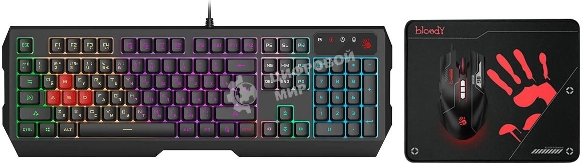Комплект клавиатура+мышь A4Tech Bloody B1700 проводной, USB, 6000 DPI, чёрный