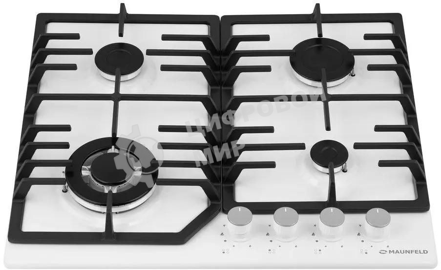 Газовая варочная панель Maunfeld EGHE.64.43CW/G, 4 конфорки, эмалированная сталь, белый